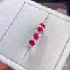 Pierścienie klastra Naturalne płonące rubinowy pierścień mody dla kobiet prawdziwy 925 Srebrna biżuteria