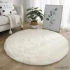 Alfombra de felpa redonda, alfombras blancas para sala de estar, decoración suave para el hogar, dormitorio, habitación de niños, alfombra de pelo