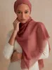 Etniska kläder Big Size Cotton Scarf Women Hijab Tassel Shawls Solid Color Scarves For Ladies Turban Comfort Wearing Muslim Hijabs Woman