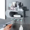 Soap Dishes IZEFS Drainer Soap Dish With Hooks Punch-free Storage Box Home Multifunction Soap Holder Bathroom Accessories Bathroom Product 231024