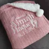 Blankets Personalized Baby/Toddler Cable Knit Blanket Embroidered with name Birth Date Feature and Fleece Backing