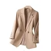 Costumes pour femmes Blazers Kaki costume de loisirs manteau pour femme printemps automne Style tempérament coupe mince dames doublure confortable Blazer sauvage S-4XL231023