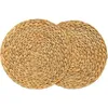 Tapis de table 1pc napperons tissés à la main en paille pour manger en osier rond naturel ferme lieu résistant à la chaleur