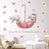 Adesivi murali Simpatico coniglietto Cuori per bambini Camerette per bambini Ragazze Baby Room Decorazione Nursery Kawaii Cartoon Coniglio Carta da parati in vinile 231023