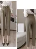 Frauen Hosen Seoulish 2023 Formale Harem Mit Gürtel Frühling Sommer Hohe Taille Weibliche Arbeitskleidung Elegante Knöchel Länge Hosen