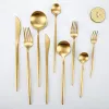 High-end Gold Flatware Wedding Dinnerware Gold Cutlery Knife Fork Spoon Stainless Steel Tableware Silverware Top