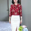 Damesblouses Mode Veelzijdige trendy kleding Herfst en winter Koreaanse versie Gedrukt Strik V-hals Lange mouw Trui voor woon-werkverkeer