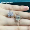 Bröllopsringar Pansysen 925 Sterling Silver Emerald Cut Simulated Moissanite Diamond Wedding Rings for Women Luxury Proposal Engagement Ring Q231024