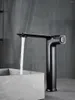 Robinets d'évier de salle de bains, robinet de lavabo de Table en laiton mélangeur monotrou en cuivre robinet d'eau noire et froide de Style contemporain