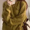 女性用セーターディープタウン秋の編み編みセーター女性韓国ファッションビンテージ刺繍オールドマネースタイルジャンパー女性美的冬