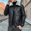 Men's Down Parkas S-4XL New Fleece Thickening Solid Color All-match Korean Style Slim Fit Leisure Handsome Leather Jacket Men's Leather Jackets Q231024