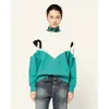 Isabel Marant Women Designer Hoodie Cotton Sweatshirt Round Neck Letter Flocking Printing Casual Color Block Long Sleeve Sweater i m