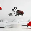 Stickers muraux Love Elephant Acrylique Miroir Autocollant 3D Chambre Salon Décor DIY Decal Amovible Art Bébé Enfants