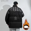 Męska mowa parkas wodoodporna kurtka mężczyzna zimowy stand-up kołnierz sztuczny zamsz w masy puffer retro parkas men solid kolor mody Q231024