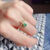 Cluster Rings Fashion Sterling Silver Emerald Ring For School Girl 4mm 5mm Natural 925 Jewelry