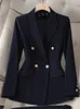 Ternos femininos blazers cinza marinho preto formal blazer feminino senhoras manga longa único breasted sólido trabalho wear jaqueta 231023