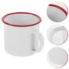 Dinnerware Sets Small Enamel Tea Cup With Handle Household Smooth Rim Water Mug Drinking