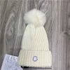 Top Designer Winter Knitted Beanie Woolen Hat Women Chunky Knit Thick Warm faux fur pom Beanies Hats Female Bonnet Beanie Caps 11 colors High quality DG4