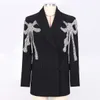 1019 2023 Otoño Milan Runway Coat Chaquetas Manga larga Solapa Cuello Negro Perlas blancas Botón de alta calidad Moda Ropa para mujer MANSHA