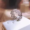 Clusterringen Klassieke opengewerkte prinses stokbrood vol diamanten paarring voor vrouwen Geometrische Zirkoon Valentijnsdag Cadeau-sieraden