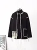 Misto lana da donna Patchwork Nappa Collo a scialle Cappotto da donna Casual Tasca a maniche lunghe Giacca monopetto femminile 2023 Cappotti da donna di moda 231023