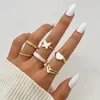 Wedding Rings Fashion 2023 Trend White Heart Love Set For Women Girls Korean Butterfly Gold Color Jewelry