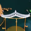 Haarspangen CWWZircons Wunderschöner CZ-Kopfschmuck Große luxuriöse Brautperlenkrone Tiara Party Hochzeit Kostümzubehör für Frauen A035