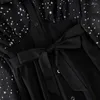 Повседневные платья Ранняя осень Женское платье на шнуровке Корейская мода с лацканами с длинным рукавом Однобортный галстук-бабочка Женский черный до середины икры