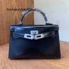 Frauen Box Leder Handtasche zweite Generation 2023 neue Tasche handgefertigte glatte Leder kleine Tasche Box Wachsfaden Mini Damen Tasche einzelne Schulter Umhängetasche L