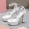 Sandalen Plattform Frau Strass Knöchelriemen Mode Schuhe Frauen Super High Heels Kristall Peep Toe Sommer