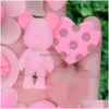 إكسسوارات أجزاء الأحذية الجملة 100pcs PVC PINK OK FLOY FLOWNER HEART BEAR CANDY Charms Decorations for Bands Bracelets BUC DSHEN