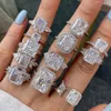 Bagues de cluster Discount Dating 925 Sterling Silver Original Engagement 8A Zircon Gemstones Femme Grand Square Vente Mariage Femme Bijoux