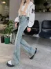 Jeans femininos flare mulheres magro lavado estilo japonês retro vintage denim harajuku doce verão cintura alta comprimento total lazer chique