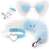 Queue de renard godemichet anal jeu de rôle flirt fétiche érotique Lolita Cosplay Anime cheveux oreilles de chat queue fourrure ceinture dans le cul jouet sexuel pour les femmes