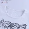 Damen-T-Shirt Artsu Kawaii Angel Print T-Shirt für Frauen Sommerkleidung Crop Tops Casual Baumwolle Kurzarm Top Tees T-Shirt ASTS60791 T231024