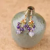 Kolczyki Dangle Koreańska biżuteria Crystal Purple Oryginalne Perły Nature Pearle