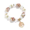 Bracciale con perline in ceramica Bracciale con ciondolo albero della vita Bracciale in pietra naturale Accessori moda Regalo