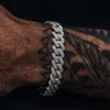 Mens Full Diamond Iced Out 12mm Cuban Link Chain Armband 14K 18K Gold Moissanite Stora Hip Hop smycken för män