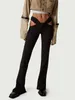 Pantalon Femme VGH Sexy Creux Out Pour Femmes Taille Haute Crisscross Slim Split Solid Casual Flare Pantalon Femme Mode Style Vêtements