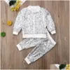 Ensembles de vêtements 1 à 6 ans filles de vêtements d'automne ensemble bébé bling sequin à manches longues à manches zipper manteau tops shorts de survêtement enfants dro otzny