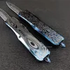 Mikro mavi titanyum troodon otomatik bıçak 440c çelik bıçak 57HRC çinko alüminyum alaşım sapı çift eylem açık hava kendini savunma otomatik bıçak