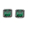 Stud Oorbellen 925 Sterling Zilveren Sieraden Vierkante Groene Studs Charme Mode Voor Vrouwen Verjaardagscadeau