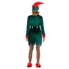 cosplay Eraspooky Deluxe Santa Claus Helper Cosplay Femmes Robe Vert Noël Elf Costume pour Adulte Noël Atelier Nouvel An Tenues Mencosplay