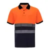 Men's Polos Hi Vis Short Sleeve Shirt Safety Reflective Polo Shirts Work For Men Two Tone Construction High Visibility