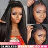 Lace Wigs Kinky Straight Human Hair Wig Wear And Go Glueless For Beginners Pre Plucked 231024