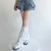 Calcetines de mujer Xingqing Cargo 2000s Grunge estético Color sólido hasta la rodilla Y2k gótico Harajuku mangas para fiesta