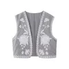 Gilet da donna Gilet per donna Ricamo floreale Elegante scollo a V Top corto Cardigan Gilet stile nazionale Moda Y2k Streetwear