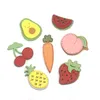 Haarclips Groothandel 60st PU-leer Stof Patch Sticker Kawaii Fruit Kers Ananas Perzik Watermeloen Wortel Avocado Aardbei Knopen