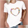 Damen-T-Shirt in Übergröße, Oc0010-Maryya, großes Kurzarm-T-Shirt, Sommer-Damen-Blumenmuster, Cartoon-Herz-Top, personalisierbar, personalisierbar, Otq8Q