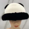 Szerokie czapki kadłubowe czapki ciepłe futrzane wiadra czapka dla kobiet zima naturalne norek futrzane czapki ucha 231023